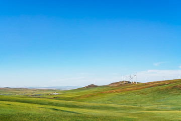 Wind farm on the Hulunbuir prairie in Inner Mongolia, China