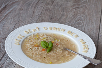 ABC Soup With German Text For Love Goes Through The Stomach