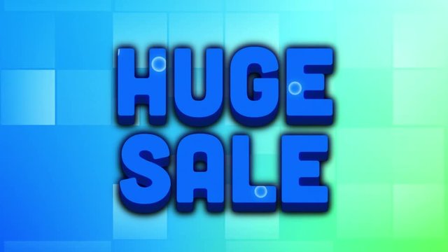 Huge sale graphic and colourful swirls on blue squares