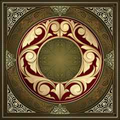 Golden ornate art deco vintage card