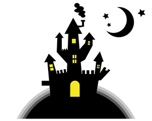 ハロウィン　城　月　星　夜　夜空