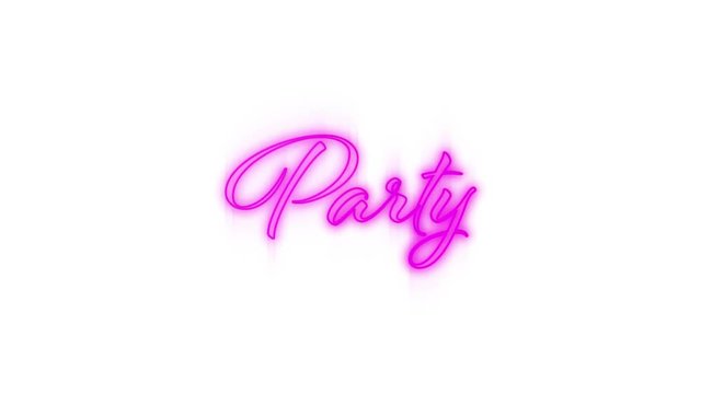 Party in pink neon on white