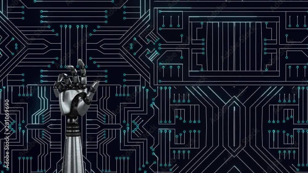 Poster robot hand over microchip circuit
