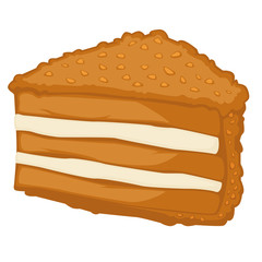 Peanut cake piece cream and biscuit layers isolated food