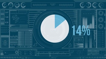 Pie chart and numbers filling up with colour