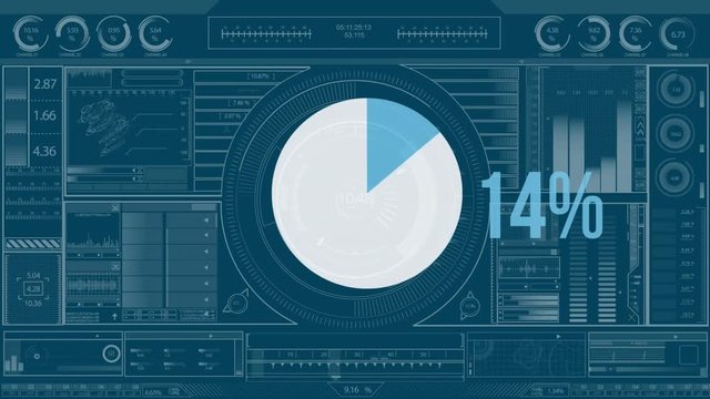 Pie chart and numbers filling up with colour