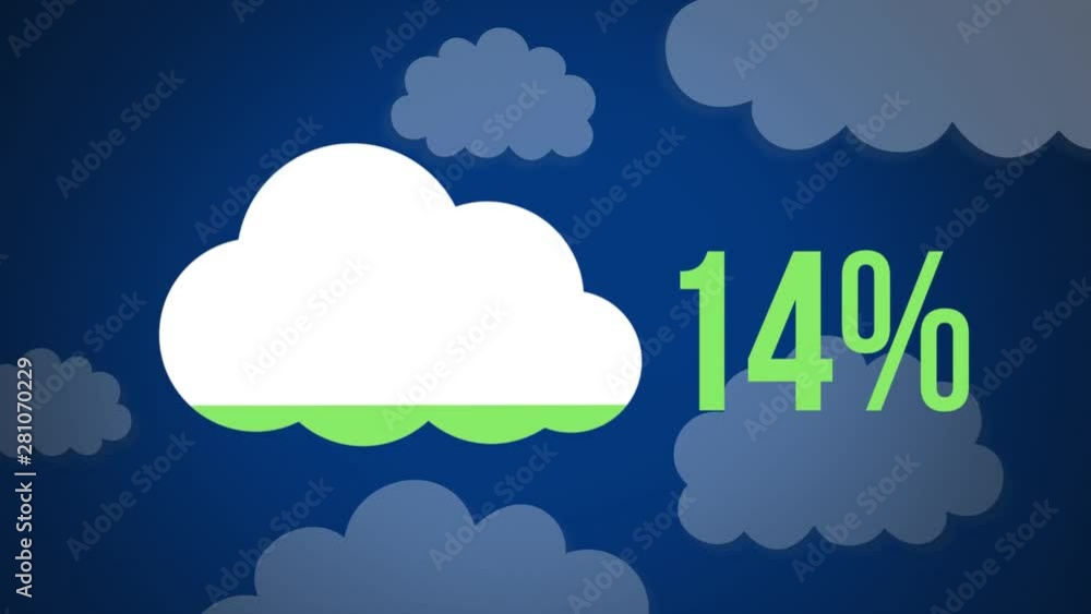 Aufkleber cloud shape and numbers filling up with colour with cloud shapes in the background