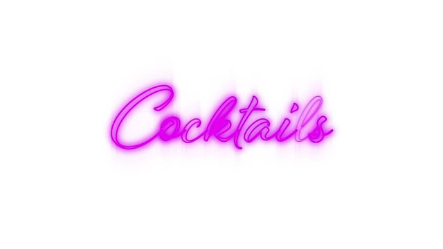 Cocktails in pink neon on white