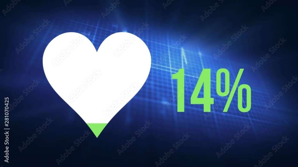 Poster heart shape and numbers filling up with colour