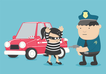 Car theft The bandit of a girl caught by the police is a career.