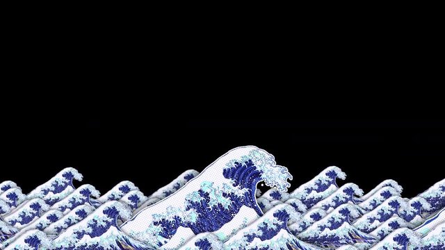 Seamless animation of a cartoon waves.  Funny summer background cartoon hand drawn style isolated with alpha channel