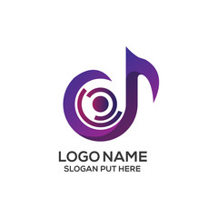 D Letter music logo design template