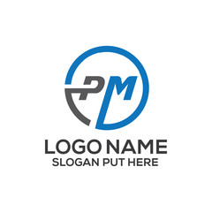 PM LETTER LOGO DESIGN TEMPLATE