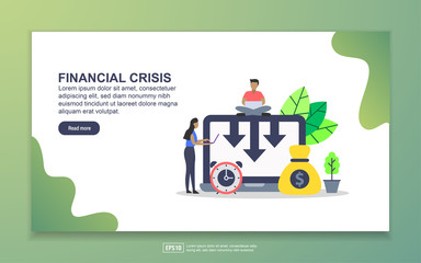 Fototapeta premium Landing page template of Financial crisis. Modern flat design concept of web page design for website and mobile website. Easy to edit and customize