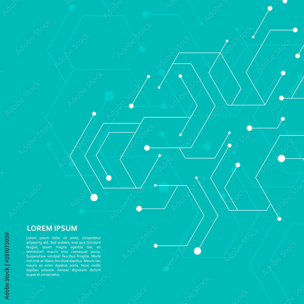 Poster Abstract hexagon connect pattern on green background