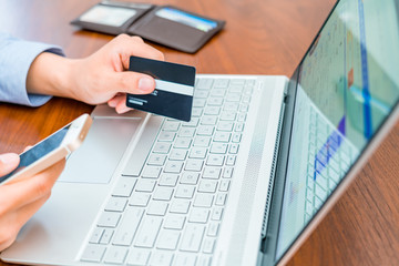 Consumers with credit card online shopping