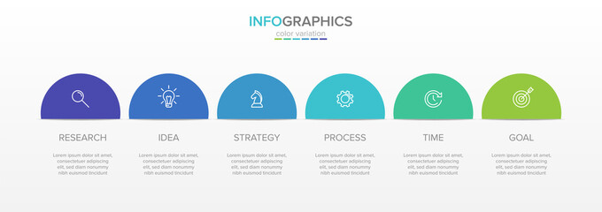 Obraz premium Vector infographic label template with icons. 6 options or steps. Infographics for business concept. Can be used for info graphics, flow charts, presentations, web sites, banners, printed materials.