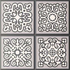 Abstract ornamental patterned tile collection. Original vector set of old motif decor. EPS10