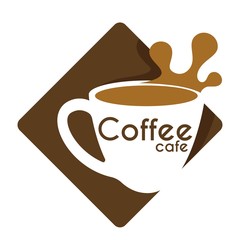 Coffee cafe hot drink in cup and splash isolated icon