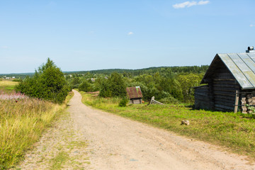 View of in a Russian remote village at summer.