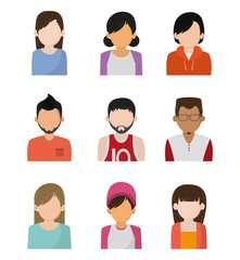 Set of people faceless characters icons