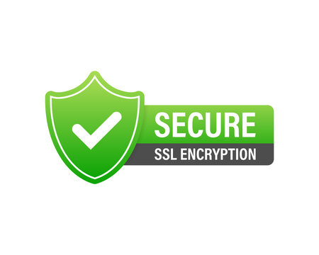 Secure connection icon vector illustration isolated on white background, flat style secured ssl shield symbols, protected safe data encryption technology, https certificate privacy sign