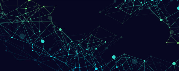 Abstract polygonal vector background with connecting dots and lines. Digital data visualization.