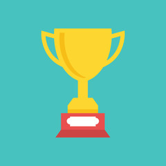 Trophy cup, award, vector icon in flat style