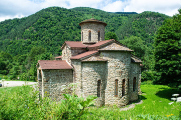 10th century ancient Christian church, Nizhnearhizy temples, Northern Zelenchuk temple, stone...