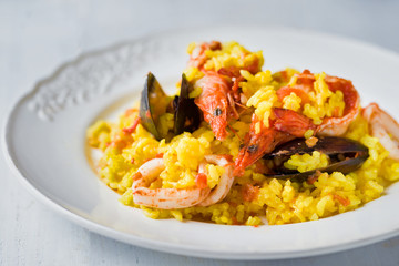 rustic spanish seafood paella