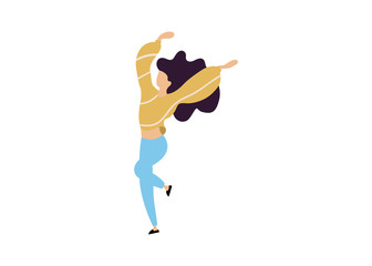 Dancing woman flat illustration. Isolated dancing woman illustration - Vector