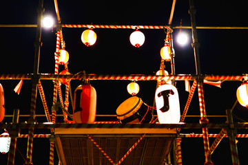 landscape of japanese traditional dance party ( named Bon-Odori ) on the Bon periods in summer 
