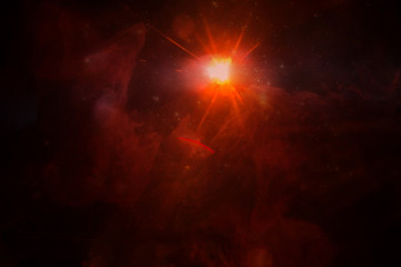Fototapeta na wymiar Red space nebula, collage, Elements of this Image furnished by NASA