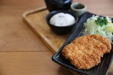 Japanese deep fried pork cutlet with rice , Japanese food