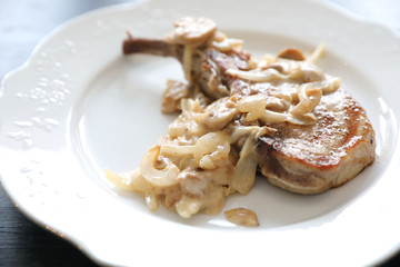 Pork chop with mushroom sauce