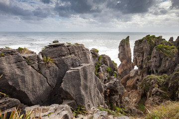 Pancake rocks and blowholes, Punakaiki New zealand.