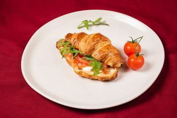 croissant with smoked salmon and cream cheese
