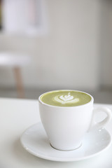 Hot macha green tea latte