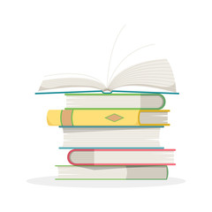 Stack of books on a white background. Knowledge, learning and education concept design.