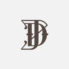 DJ, JD vintage monogram logo icon