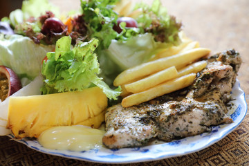 Healthy food Chicken steak with vegetables