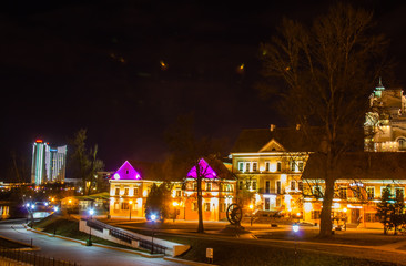 Fototapeta na wymiar Beautiful night illumination in Minsk