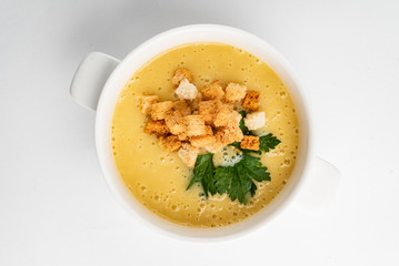 vegetable cream soup with croutons