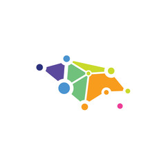 Colorful Dot network map connection logo icon