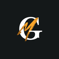Gold accent monogram, MG, GM, M and G logo icon - obrazy, fototapety, plakaty