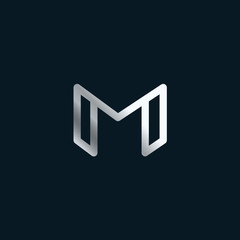 modern metallic initial M logo template vector
