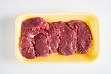 halal mutton meat on the white