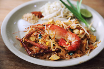 pad thai , Stir fry noodles and shrimp in thai style thai traditional food