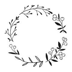 Black and white vector illustration with flowers