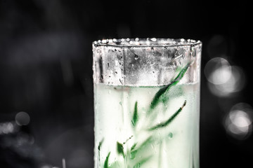 Summer lemonades under splashes of water